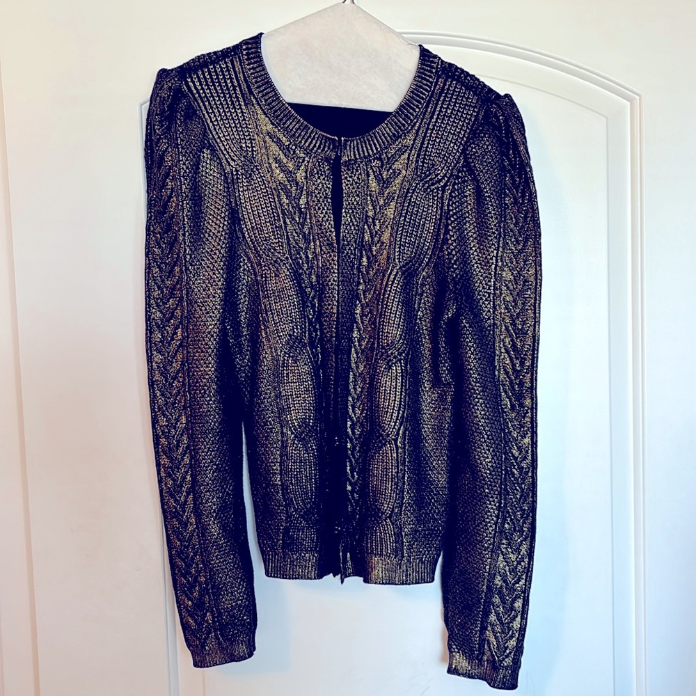 EXPRESS BLACK GOLD DETAILED SWEATER JACKET Cardigan